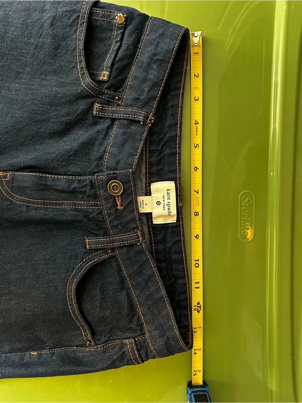 kate spade Blue Denim High-Rise Straight Leg CuffedJeans size 2